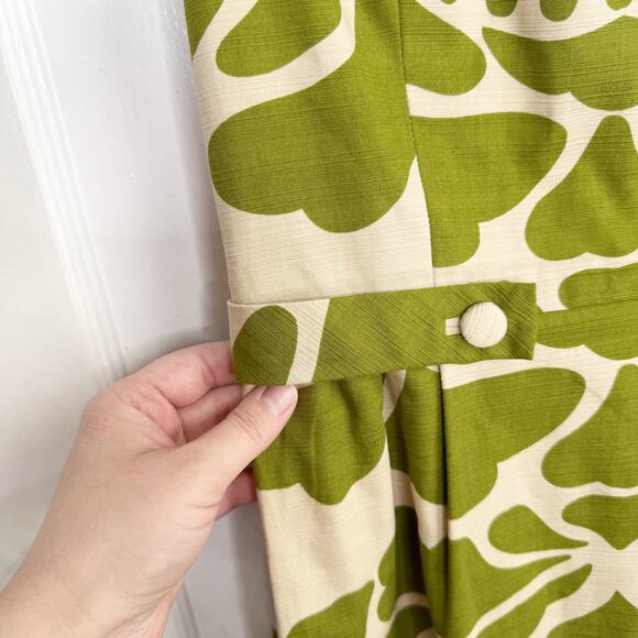Tabitha Anthropologie Florida Room Green Patterned Retro Style Dress 2 Pencil - Picture 4 of 13